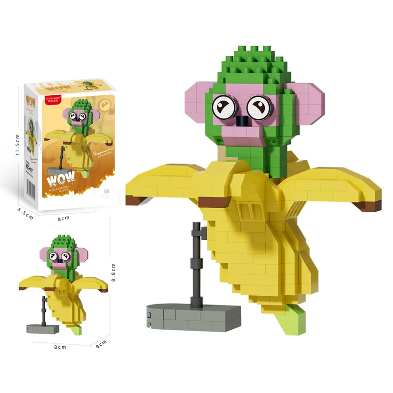 Lustiges Bausteinspielzeug mit Holzstab für Männer – Berg- und Meeresthema, Krokodilhai-Bauspielzeug, Kindergeschenke