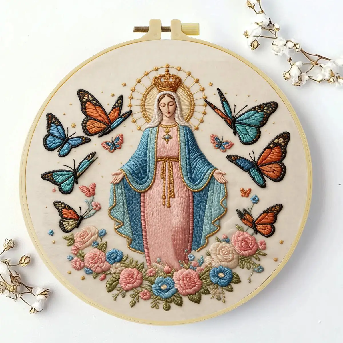 1 Stück 20X20CM/15X15CM 7,87/6,3 Zoll Religiöses Stickerei-Starter-Kit DIY-Kit DIY-Stickerei-Set für Anfänger – Detail 2