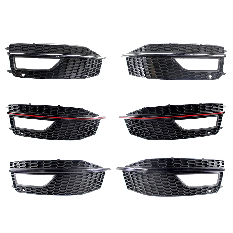 A Pair Front Bumper Fog Light Covers Honeycomb Modified Lamp Frame Fit For Audi A4 B8.5 S-line 2012-2016 Not Fit Standard Models