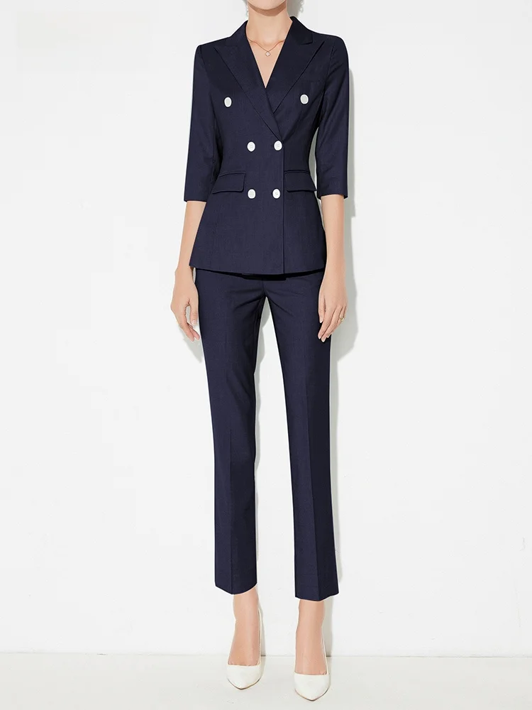 

Деловой женский костюм для ранней осени с рукавом 3/4, модный, стильный, для менеджеров отелей и ювелирных магазинов, рабочая одежда