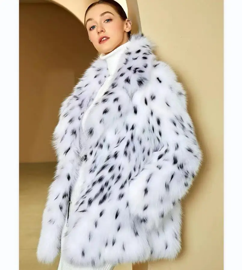 High luxury fox fur and lynx fur coat women\'s coat medium length 2023 New Autumn/Winter Fashion Fur