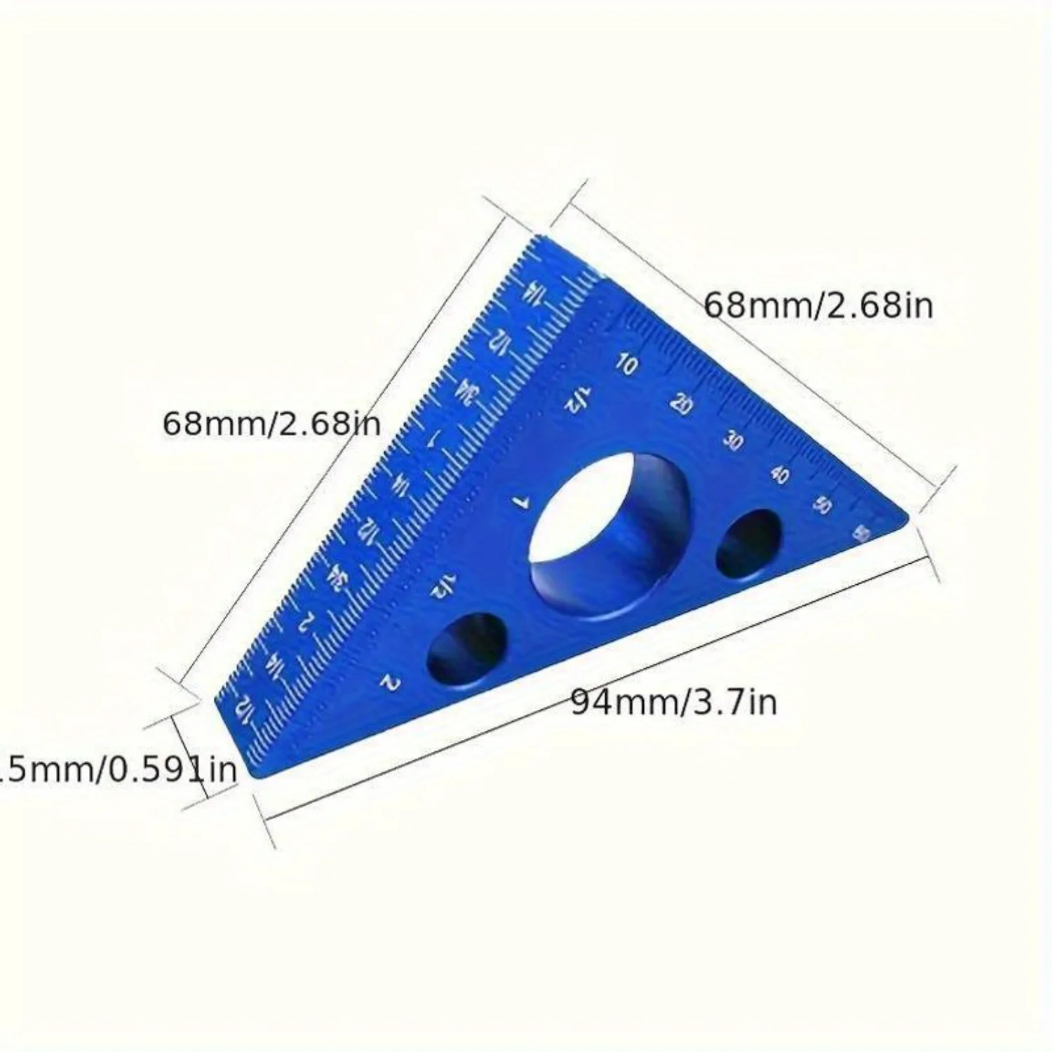 Aluminum Alloy Woodworking Triangle Square - Waterproof, Dual Inch & Metric Markings, Matte Finish Right Angle Tool