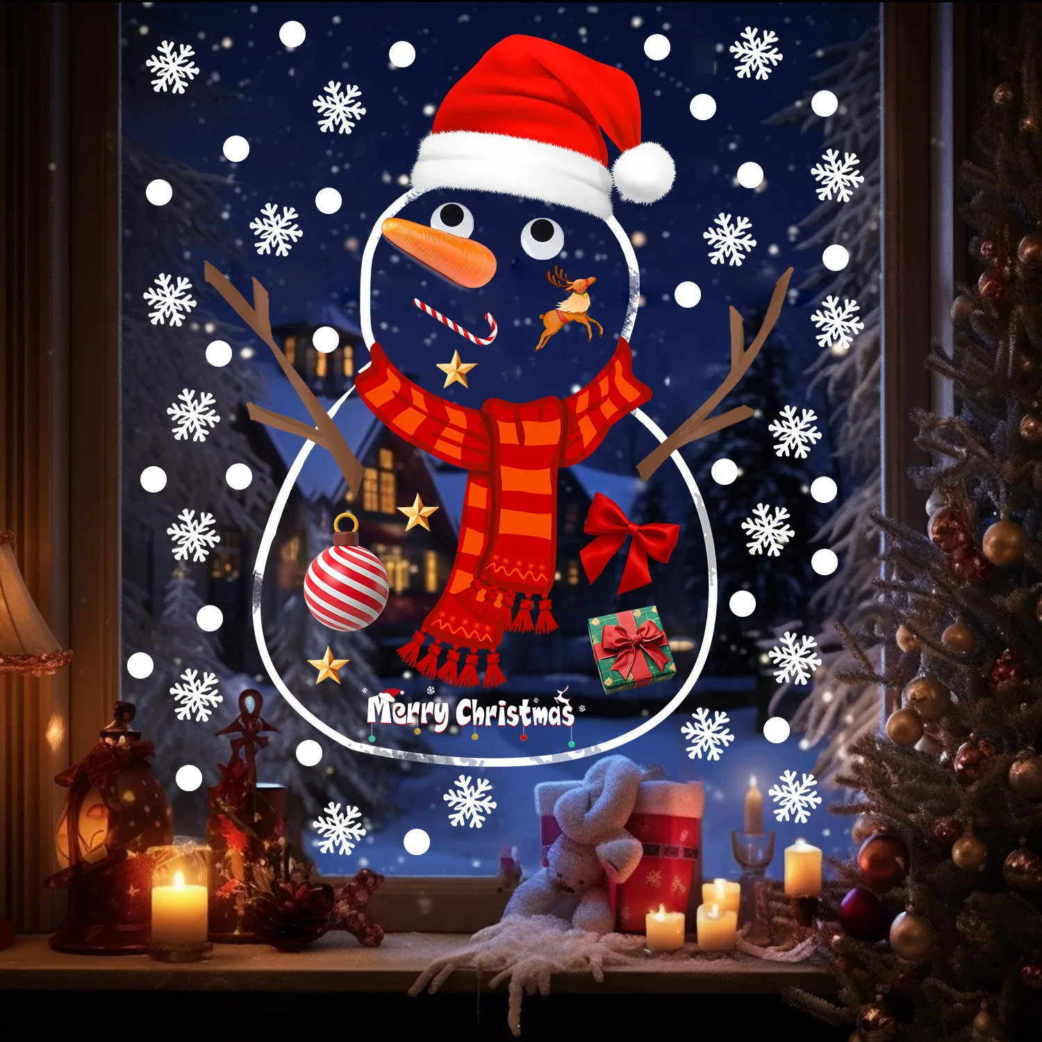 

Santa Claus Snowman Window Decals Christmas Home Decor Static Cling Stickers for Glass Christmas Party Decorations