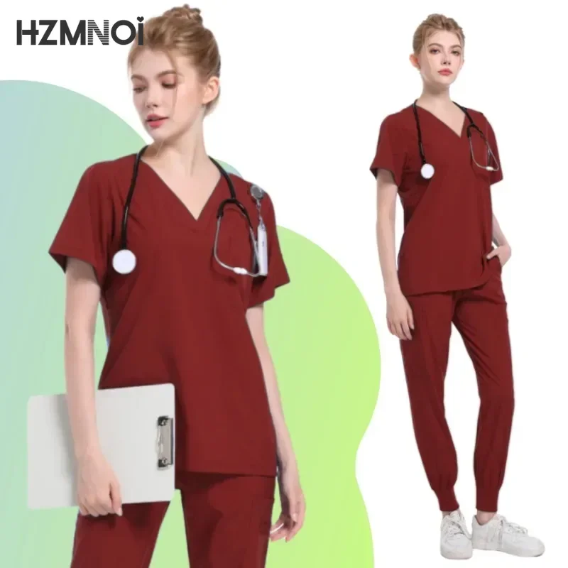 Multicolor Scrubs Uniform Short Sleeve Tops+jogger Pants Nursing Uniform Women Pet Doctor Medical Surgery Workwear Surgical Sets