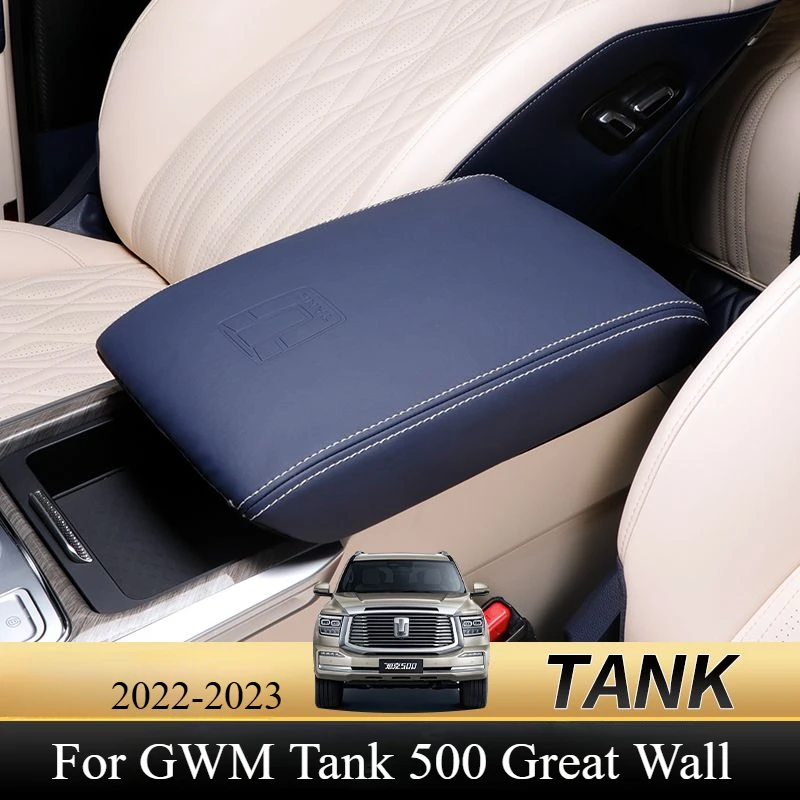 For GWM Tank 500 Great Wall 2022-2023 Flocking/Leather Auto Center Armrest Cover Car Central Control Armrest Box Surface Cover