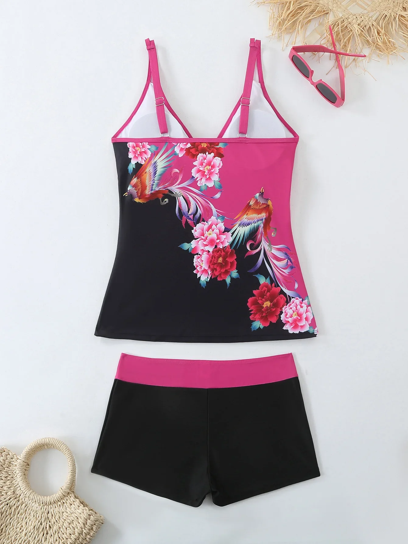 2025 Nieuwe Sexy Zwarte Tankini Badpakken Hoge Taille Badmode Vrouwen Badpak Vrouwelijke Top Shorts Badpak Zomer Strandkleding XXL