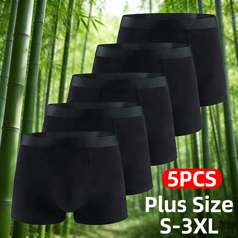 

5 шт. мужских трусов-боксеров из бамбукового волокна, сексуальные трусы-боксеры, спортивные трусы, дышащие, приятные для кожи, большие размеры S-3XL