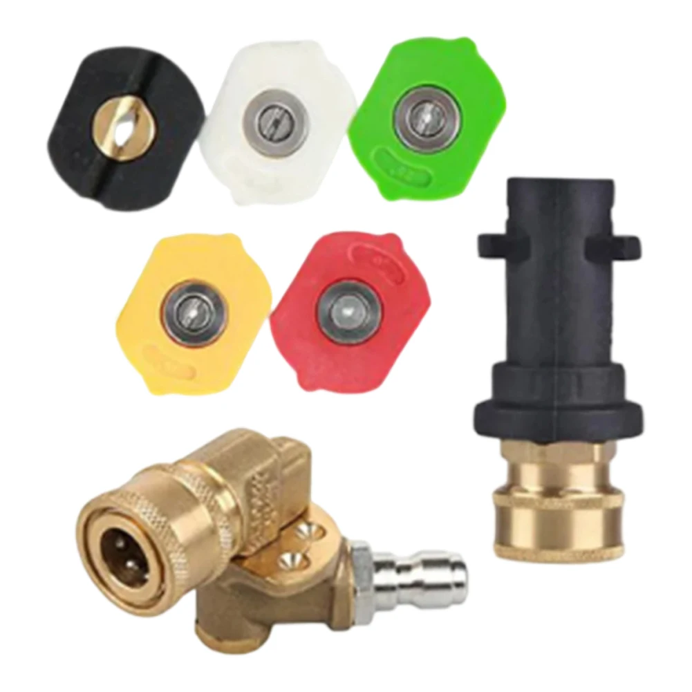High Pressure Cleaner Swivel With 5 Nozzles And Adapters For Cleaning Tasks Quick Adapter Car Washing Nozzle