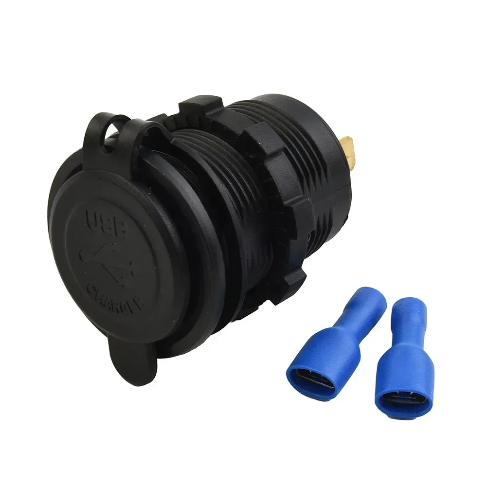 

1pcs Dual USB Charger Black Dust Proof LED Indiacator Lights Mobile Phone Motorcycle Plastic Replacement Scooters Parts