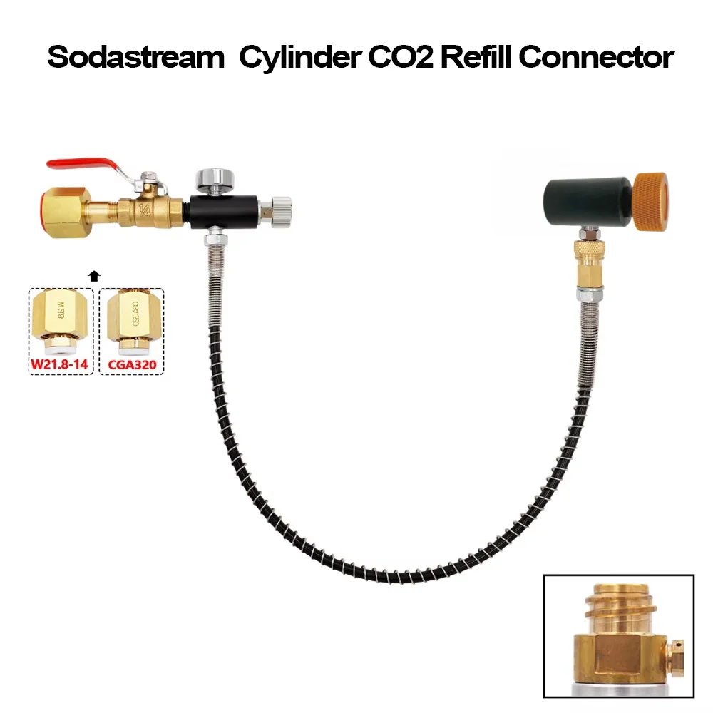 Estação de enchimento adaptador co2 recarga para sodastream soda fluxo de água Tr21-4 cilindro garrafa vasilha do tanque W21.8-14/cga320