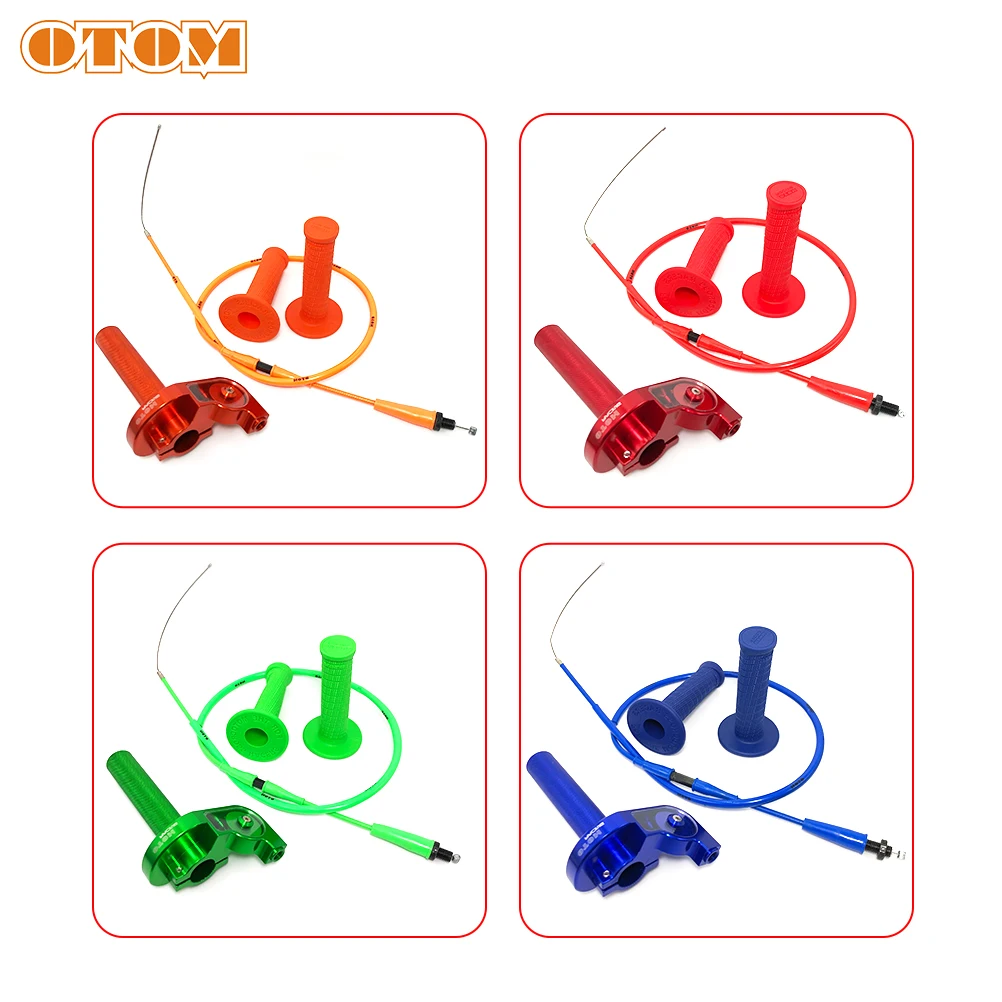 OTOM Twists Throttle Grip Dirt Bike CNC Oiler Accelerator Handlebar Grips and Cable Set For HONDA CB CG Motorcycle Modified Part