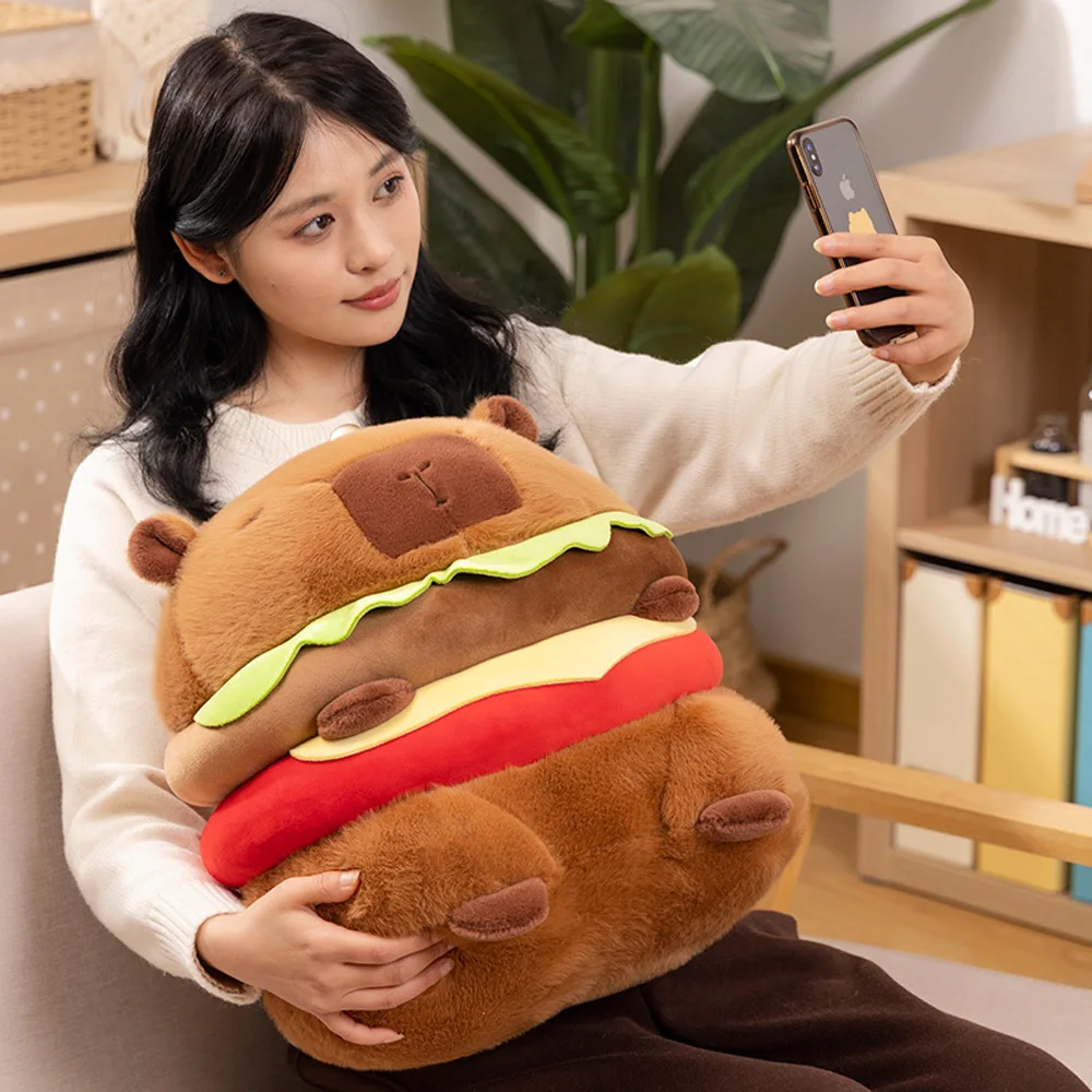 Capybara Plush Toy In The Shape Of A 45cm/17.7inch Hamburger Capibara Plush Toys In The Shape Of A Hamburger Best Holiday Gifts