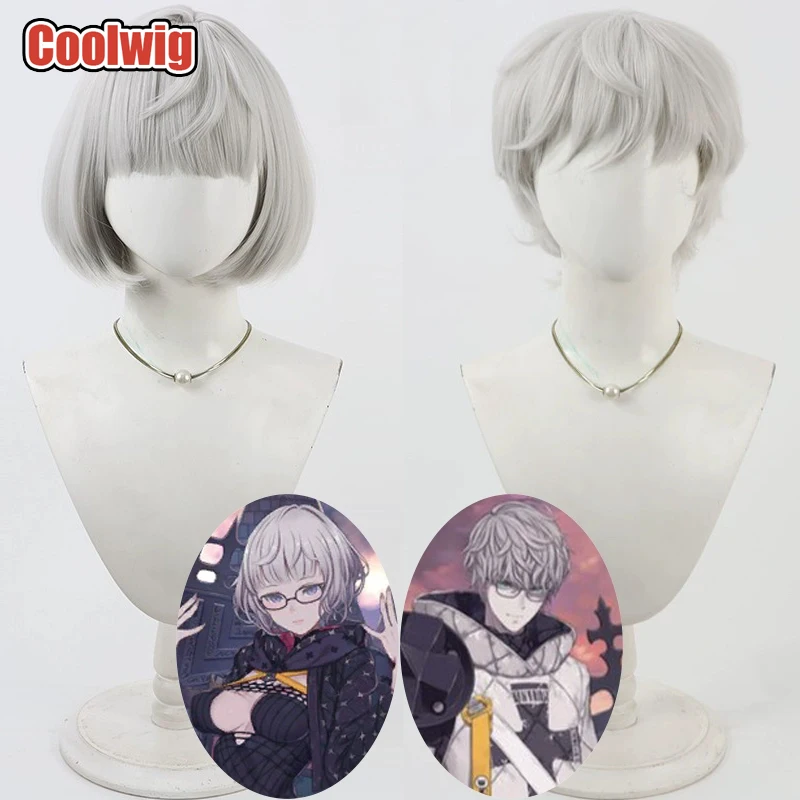 

Coolwig Synthetic Hair Jacques de Molay Cosplay Wigs Game Fate FGO Jacques de Molay 30cm Short Silver White Wig Heat Resistant