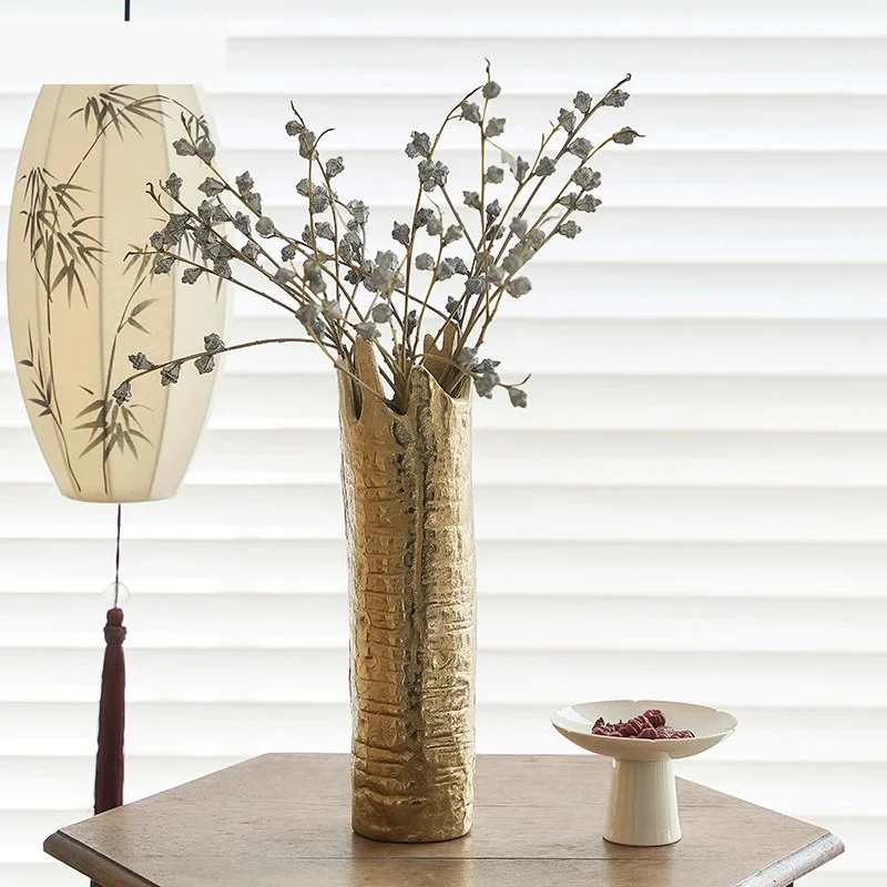 Vintage vase, living room, study decoration, ornaments, handicrafts, light gold peak eaves, Yiyun flower utensils