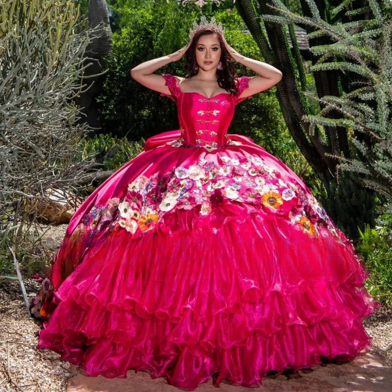 Elegante vestido De Quinceañera con escote Corazón, Vestidos De baile con apliques De cuentas, Tull escalonado, dulce 16 Vestidos De Quinceañera 15