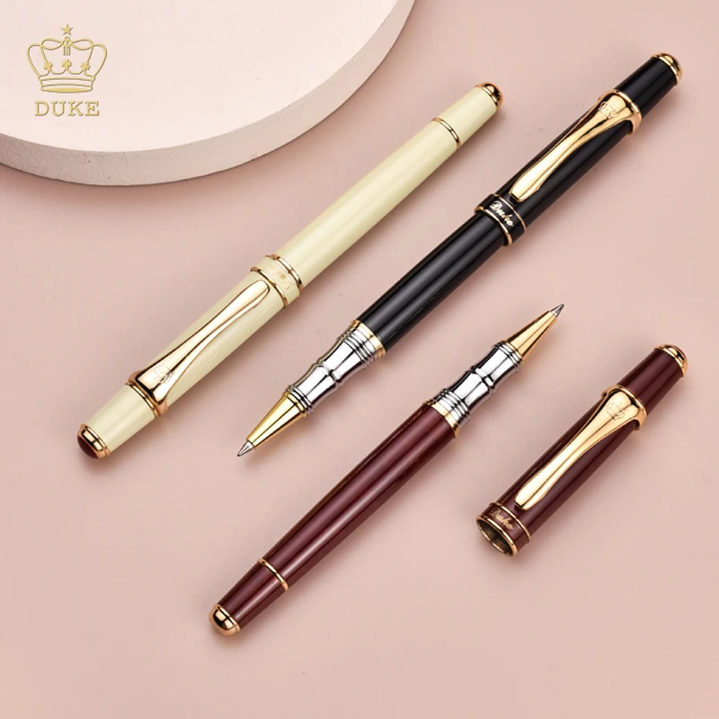 

Duke 3 Colors Golden Clip Metal Roller Ball Pen Luxurious Writing Ink Pen
