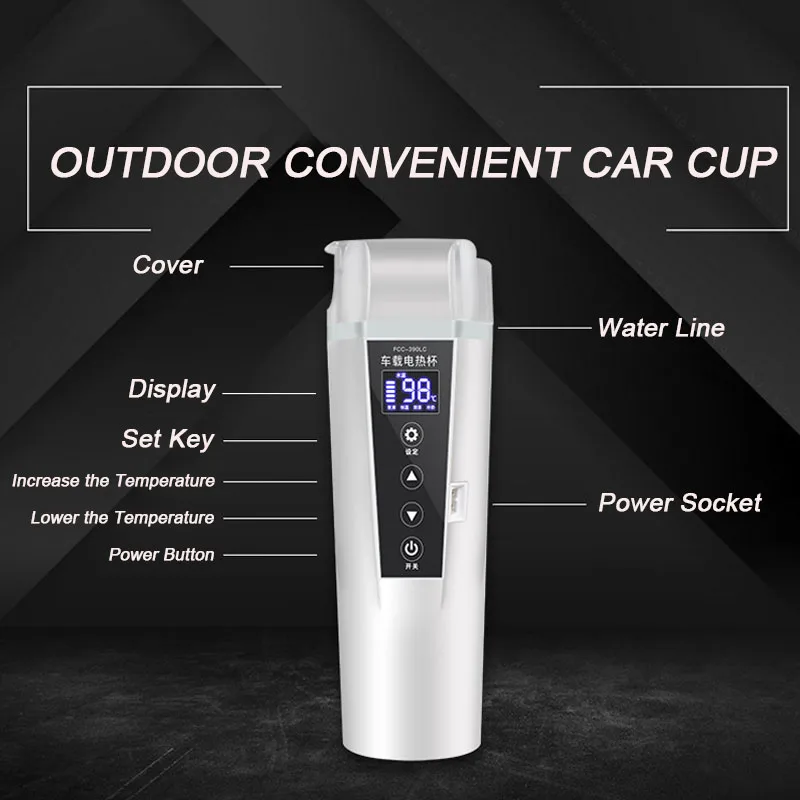 Smart Touch Car Thermos Bottle Digital Display Insulated Cup 12/24/220V Universal Traveling Heating Cup Water Bottle Hot Sale