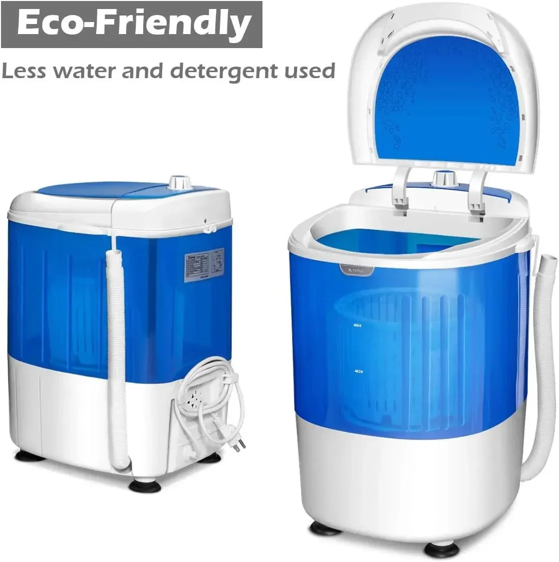 COSTWAY Portable Mini Washing Machine with Spin Dryer, Washing Capacity 5.5lbs, Electric Compact Machines Durable Design Energy