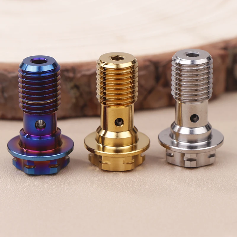 1Pc Titanium Alloy Bolt M10 Pitch 1.25MM Flange Hex Head Single Hole Banjo Screw Parts For Motorcycle Brake Dual Line