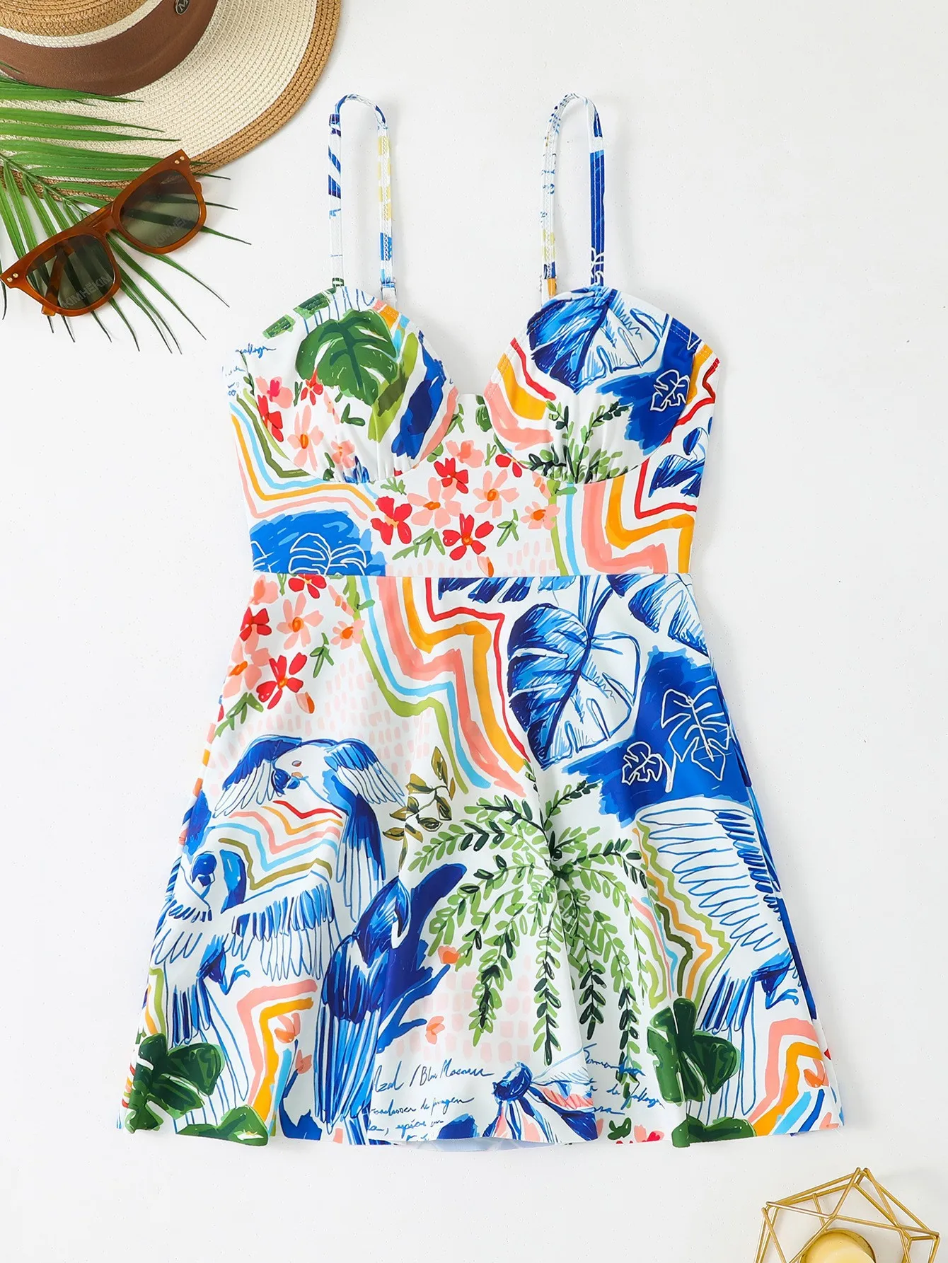 

Floral Print One Piece Swimsuit Woman Dress Bodysuit Swimwear Padded Beach Wear 2025 Bathing Suits Ladies Holiday Pool Summer