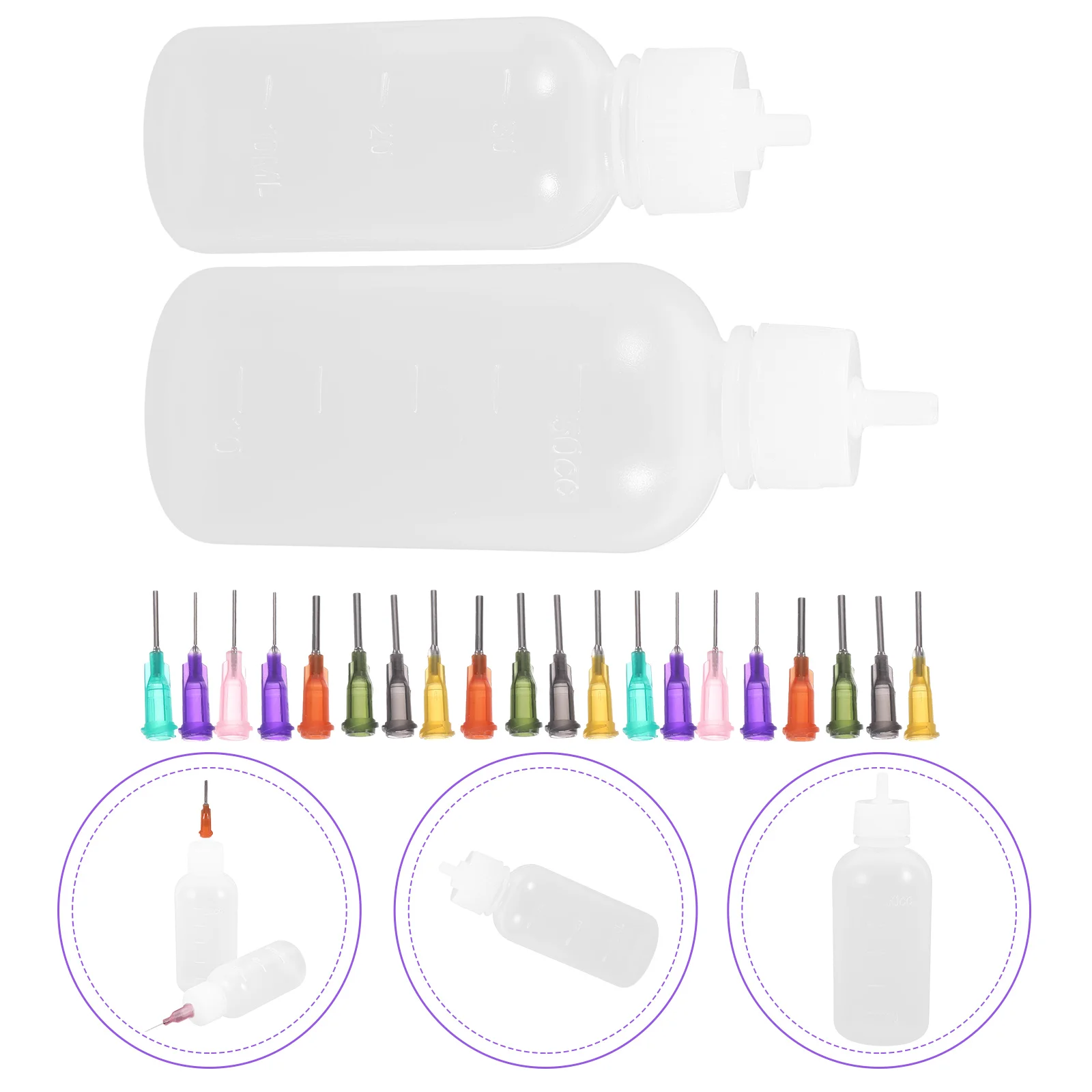 Needle Bottle Clay Soft Pottery Making Precision Applicator Glaze Squeeze Glazing Tool (4 Bottles + 40 Needles) for Tip