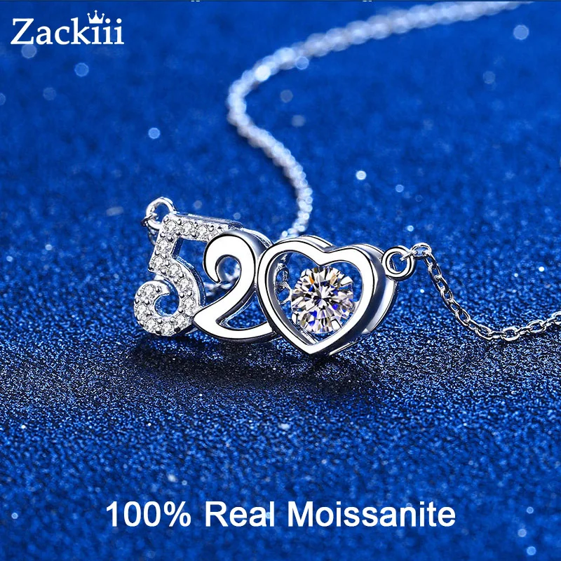 

Zackiii 0.5CT Moissanite Pendant for Valentine's Day Sparkling Diamond Test Past Necklace with Certificate S925 Sterling Silver