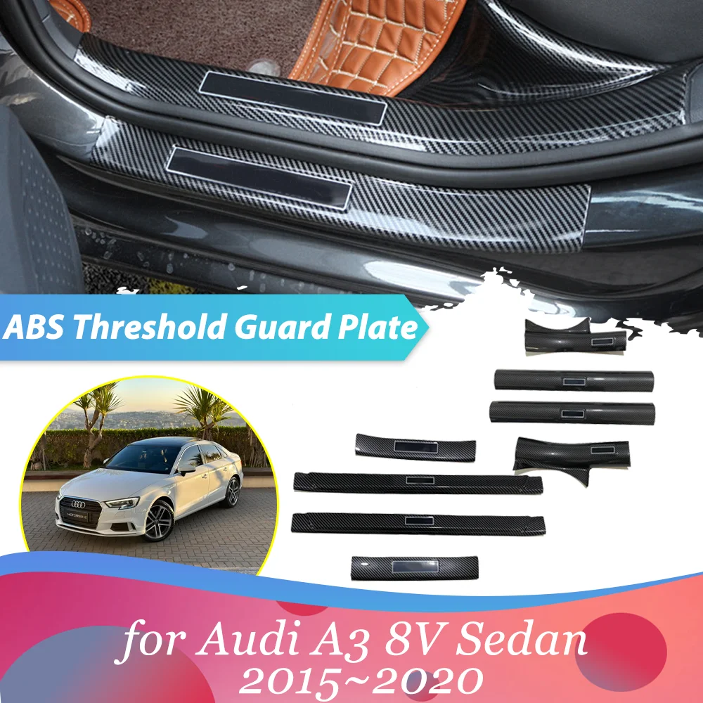 Car Welcome Pedal for Audi A3 8V Sedan 2014~2020 2016 ABS Door Sill Scuff Threshold Guard Plate Trim Strips Sticker Accessories