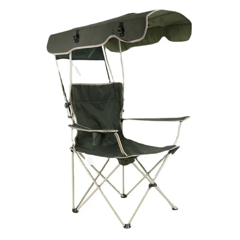 

Picnic Camping Outdoor Chair With Shade Oxford Fibre Pipe Beach Chair Backrest Folding Portable Folding Fishing Chair