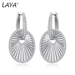 LAYA 100% 925 Sterling Silver Drop Earring For Women Plain Silver Piercing Ear Clips Big Rock Punk Luxury Statement Jewelry