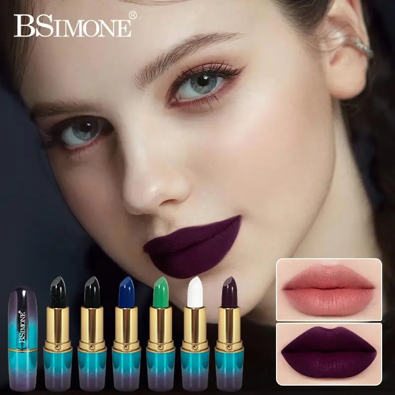 

BSIMONE Womens Halloween Gothic Lipstick Matte And Shimmer Long-lasting Highly Pigmented Velvet Texture Lipstick
