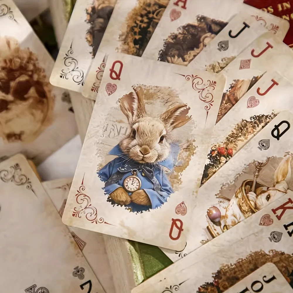 Alice Serisi Retro Poker Kartları Aile Toplantıları Oyunları için Kalın Kaymaz Buzlu Kaplama Koleksiyon Sihirli Kart Mevcut Pokers