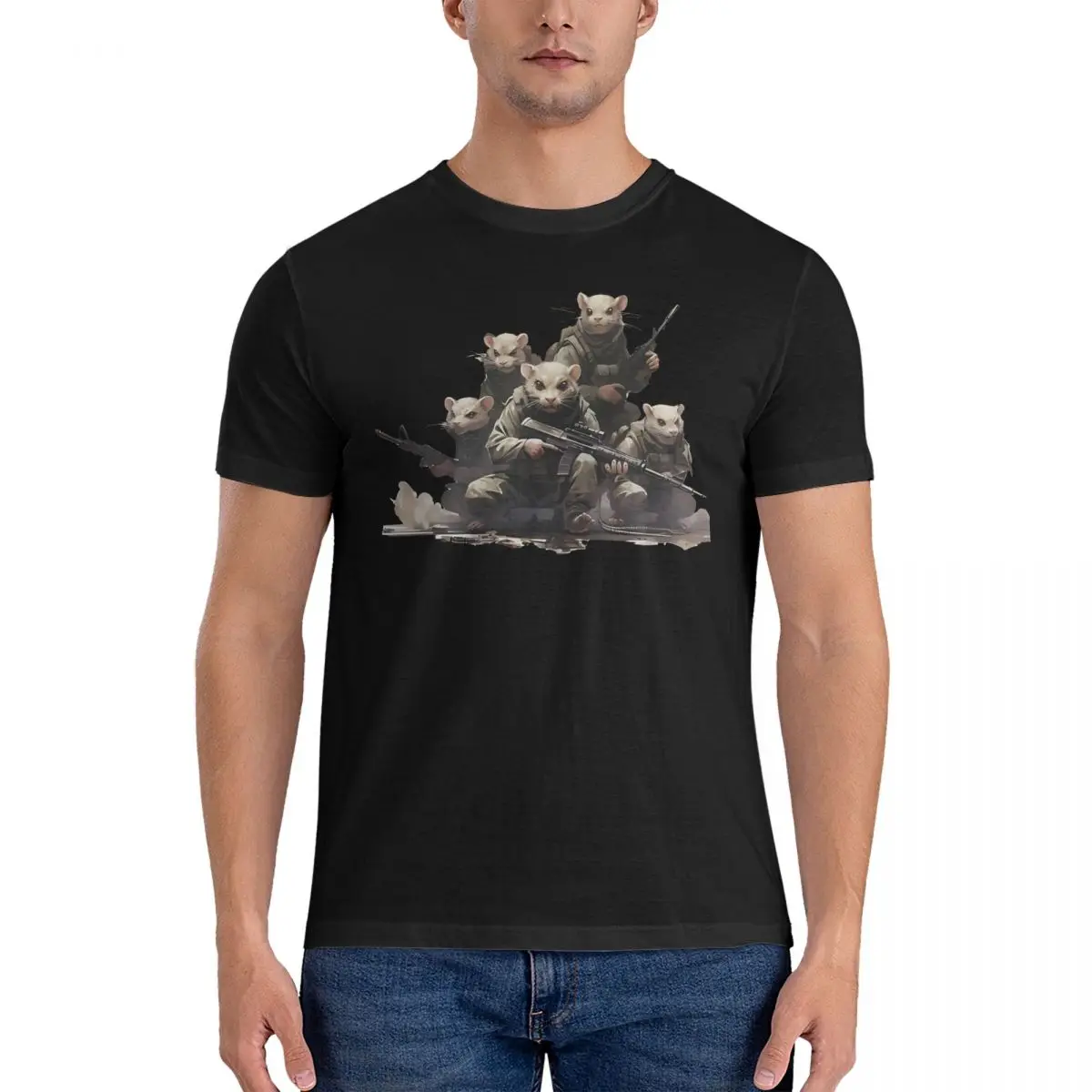 Funny Rat Gang T-Shirt Men Round Collar Cotton T Shirts Escape From Tarkov Short Sleeve Tee Shirt Unique Clothing