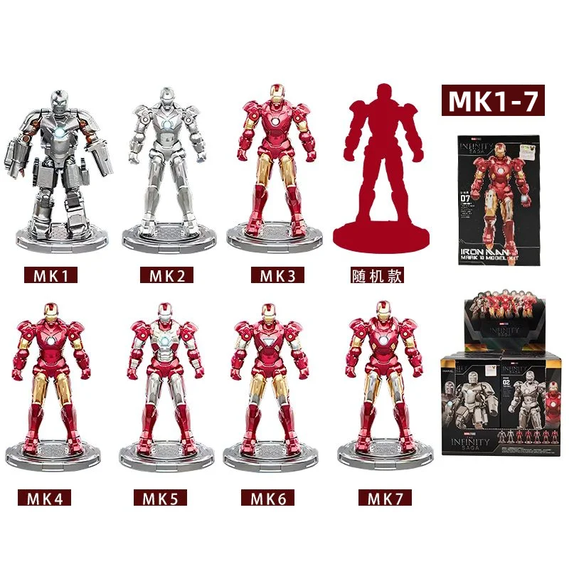 Iron Man Action Figure Tony Stark MK1-7 MK8-14 MK15-19 MK20-25 Iron Man Assembly Model Volwassen Collectie Figuur