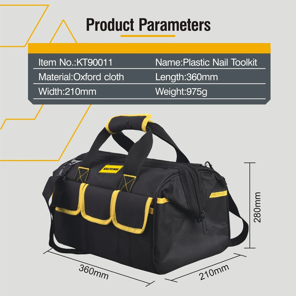 Tool Bag 14.5 Inch, Waterproof and Scratch Resistant Tool Bag for Power and Small Hand Tools, Oxford Cloth Fabric