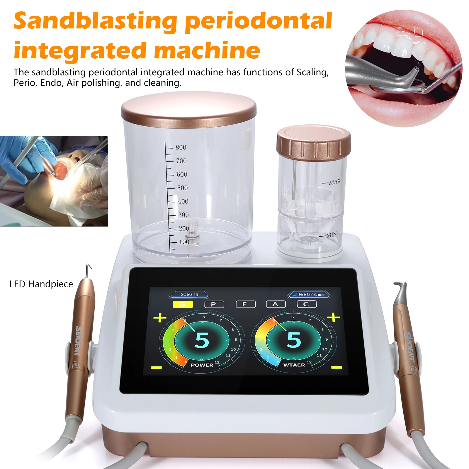 

Стоматологический комплекс Ультразвуковой скалер Многофункциональная пескоструйная обработка Чистка зубов Универсальная машина