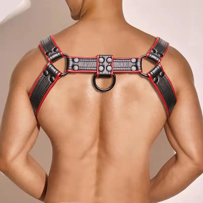 Fetish Gay Men Leather Straps Sexy Leather Suspenders Harness BDSM Lingerie Sexual Body Bondage Straps Punk Rave Cotumes