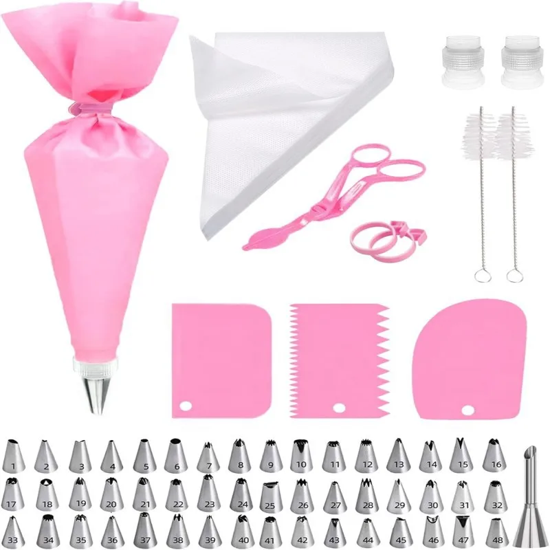 

【Cake Decorating Kit】Pastry Bag & Tips Set for Wedding, Birthday Party Cakes - Professional Baking Tools