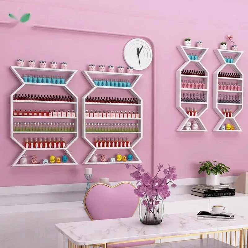 Finger Nail Polish Shelf Wall-Mounted Manicure Display Rack Internet Celebrity Nail Polish Glue Holder Nail Salon Wall Shelf