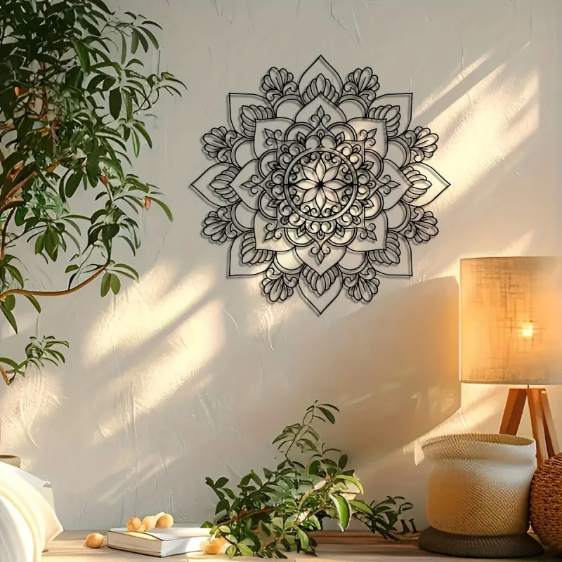 2DMandala Metal Wall Decoration - Durable iron construction，Suitable for Living Room、Bedroom、Office、Balcony