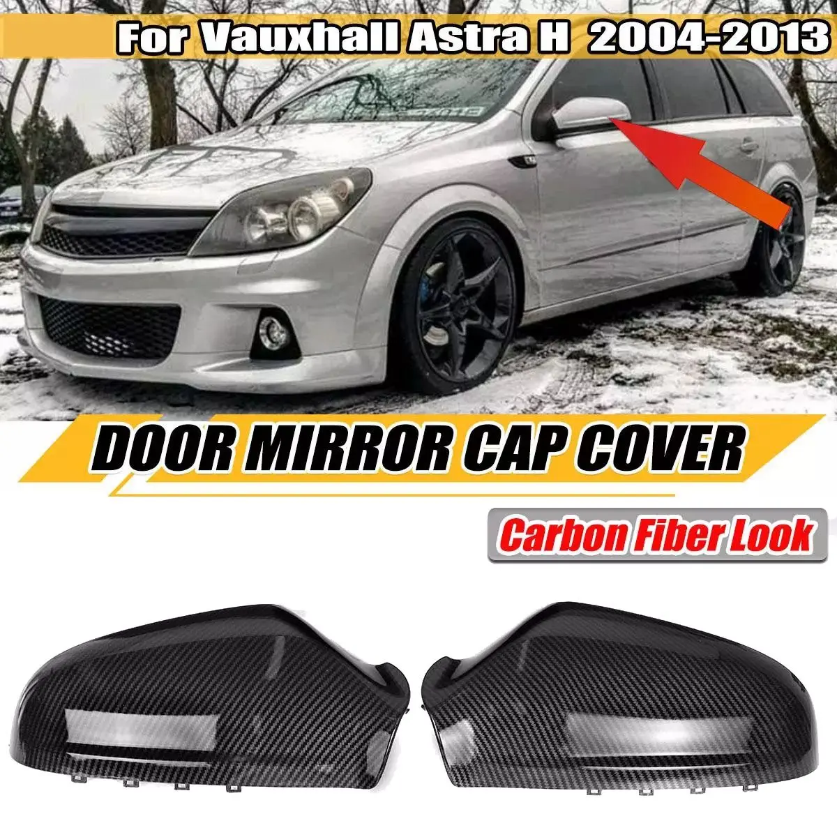 2 Pcs Carbon Fiber Side Door Wing Rear View Mirror Cover for Vauxhall Opel Astra H 2004-2013