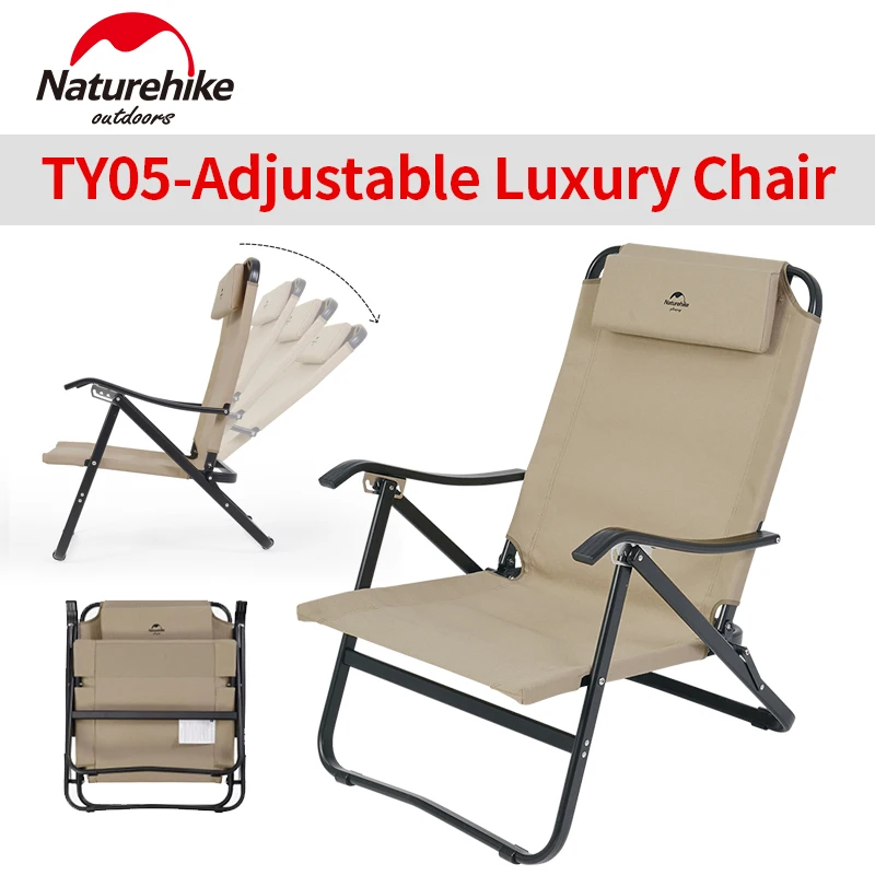 Naturehike Folding Lounge Chair With Pillow Outdoor Camping Adjustable Lightweight Fishing Luxury Chair Portable Armchair Beach