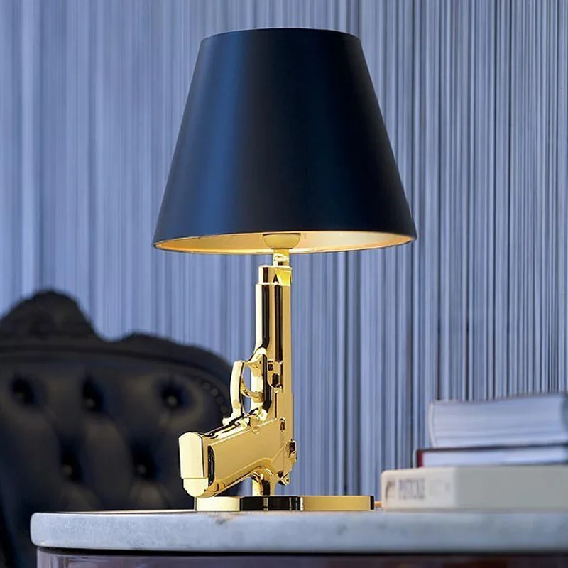 gold plated gun table lamp decoracao para sala de estar exhibition hall comercio exterior 01