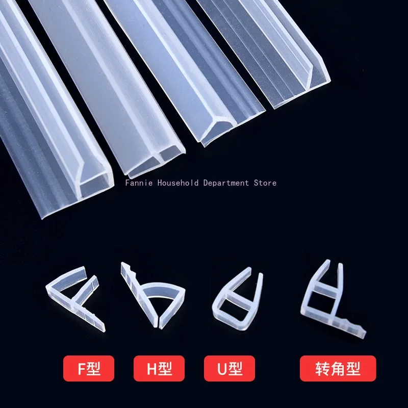 2M  Glass Sealing Strips Silicone Shower Screen Seal Sliding Strip Rubber for 6-12mm Door Window BathRoom Glass