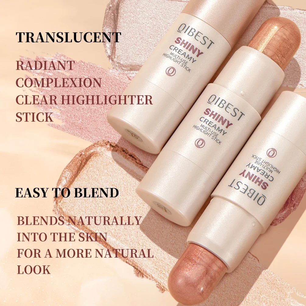 Qibest 3 cores iluminar barra de iluminador cosméticos rosto contorno bronzer shimmer iluminador vara rosto maquiagem corpo iluminador