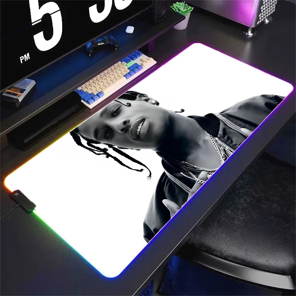 rapper A-Asap Rocky  Mousepad XXL RGB Gaming Mouse Pads HD Black Gamer Accessories Large LED