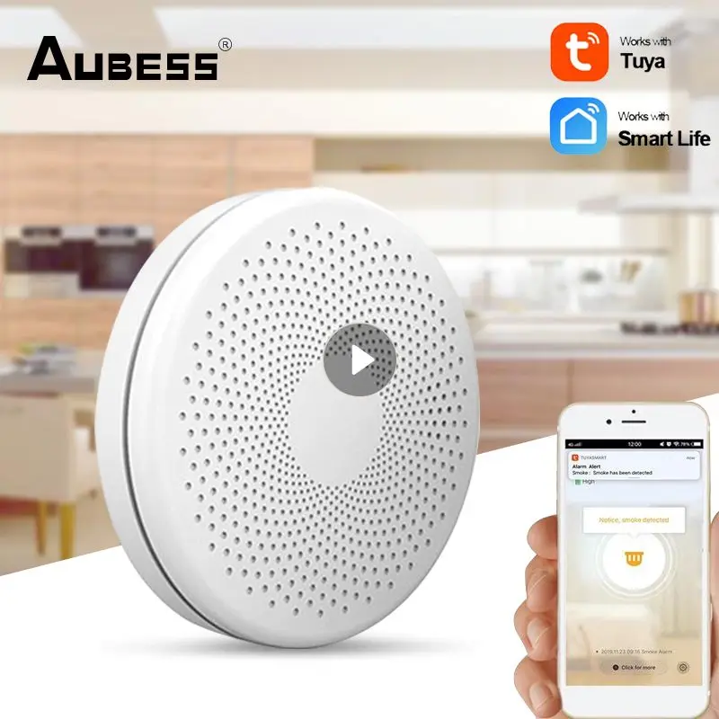 

2 In 1 Version WiFi Tuya Smart Co & Smoke Detector Alarm Carbon Monoxide Parlor Room Kitchen Shop Fire PIR Sound Sensor Alert