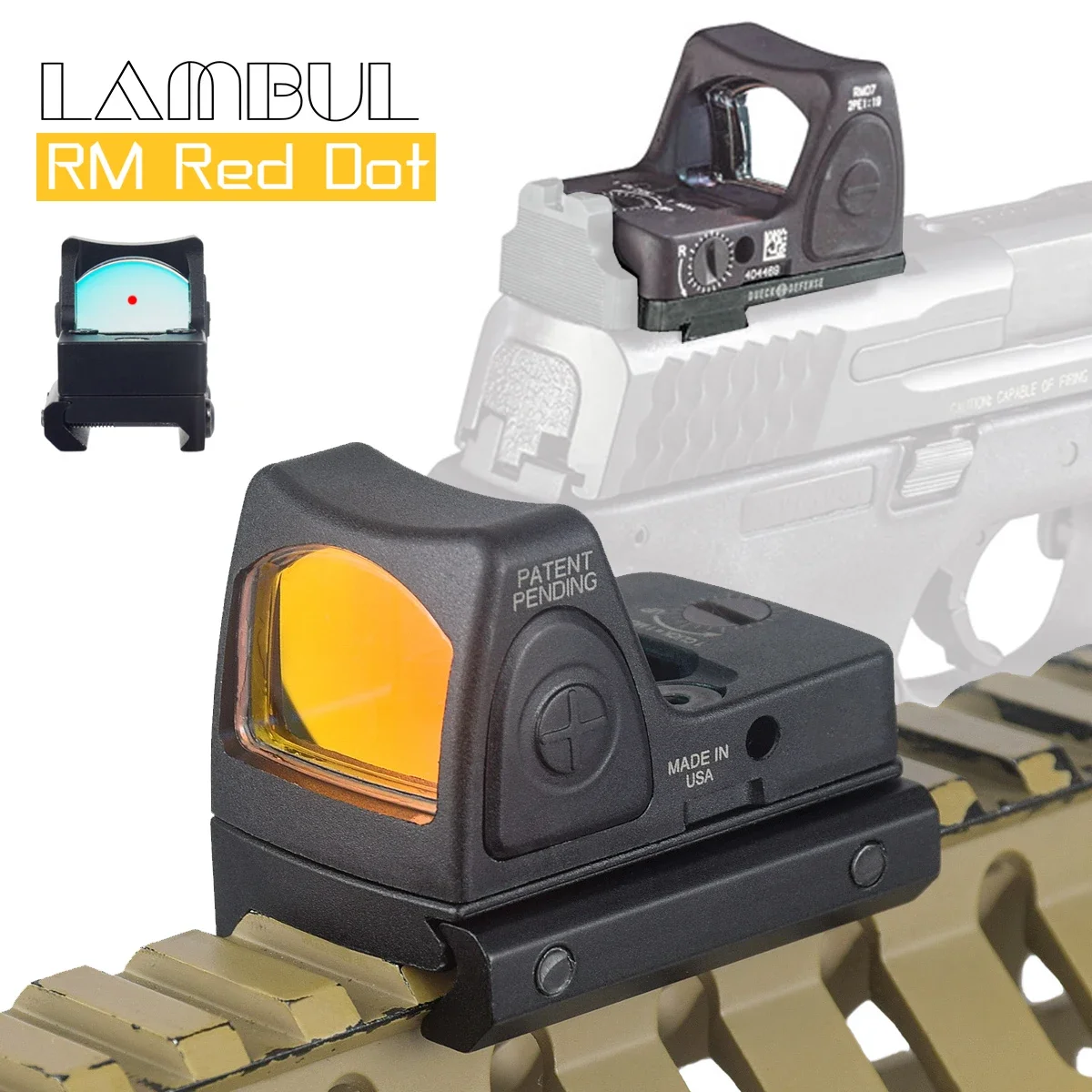 Mira red dot RM Ajustable para riel de pistola Glock óptica metálica
