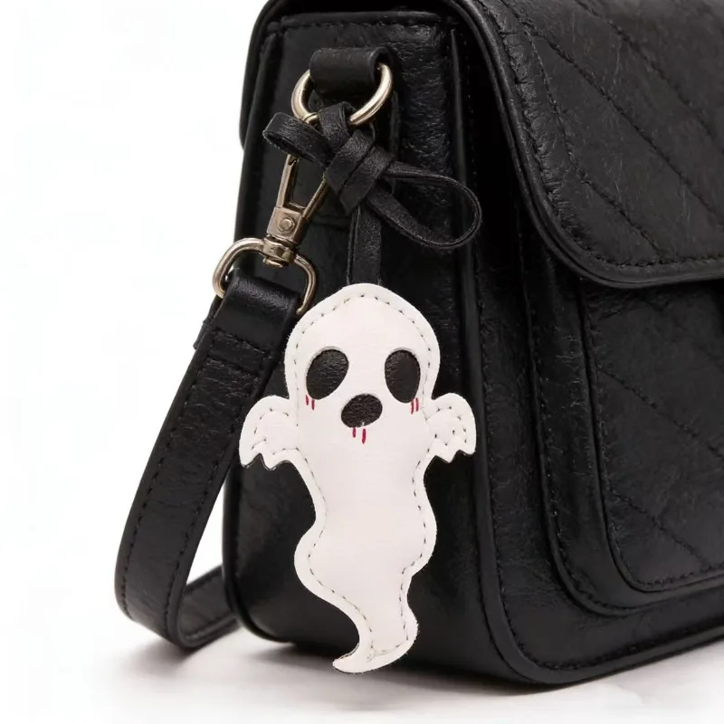 Ghost Pendant |   Ideal for Halloween, Co-Workers and Bosses, Perfect for Office and Birthday Party Gifts, Featuring Dark Humor and Fun, Made of Pu Leather, Car Charms, Bag Charms, and Unique Keychains.