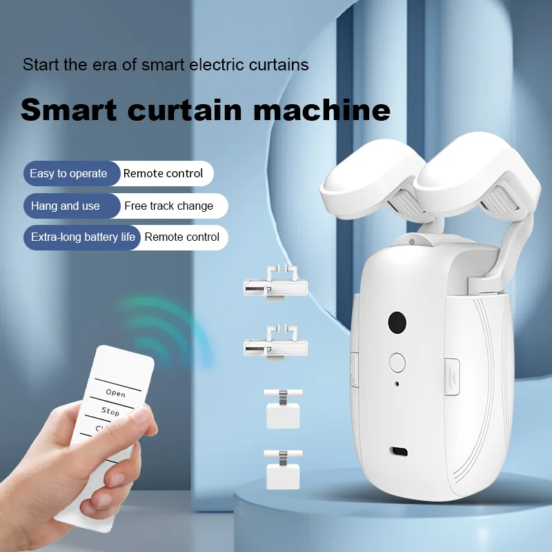 Smart Automatic Curtain Opener-Remote Control With App/Timer/Voice,Upgraded High-Performance Motor(For Roman Rod/T/U Track 3in1)