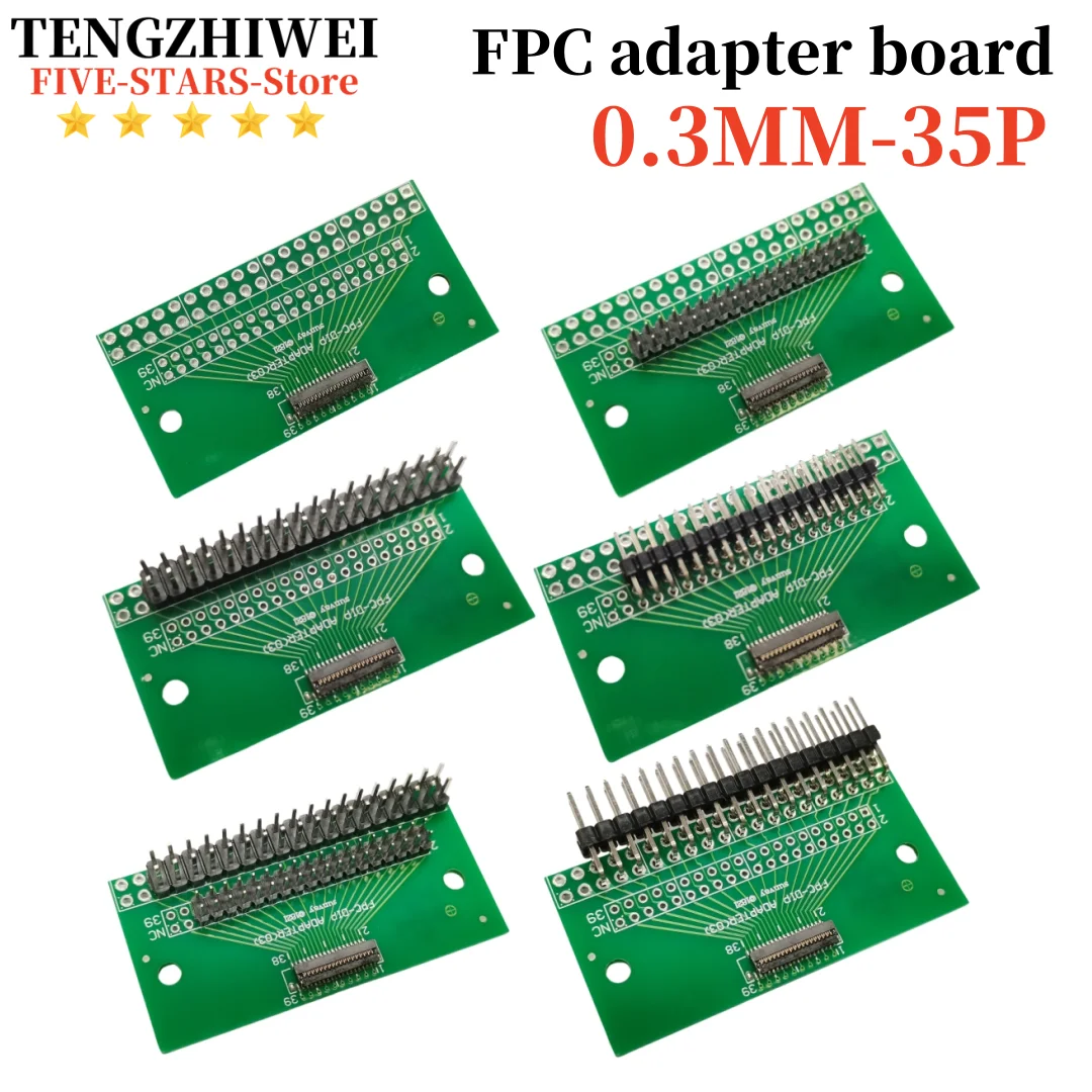 

1Pcs FPC adapter board 0.3MM-35P 0.3 to 2.0/2.54MM Weld double row of straight and bent pins